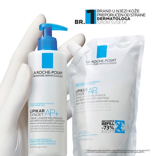 La Roche-Posay LIPIKAR SYNDET AP+ Kremasti gel za tuširanje protiv nadraženosti i svrbeža, pogodno za bebe, djecu i odrasle REFILL - Image 6