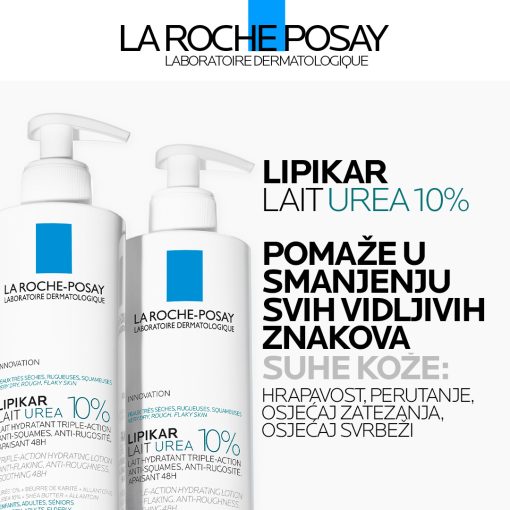 La Roche-Posay LIPIKAR LAIT UREA 10% Hidratacijski losion s trostrukim djelovanjem za vrlo suhu i hrapavu kožu - Image 3
