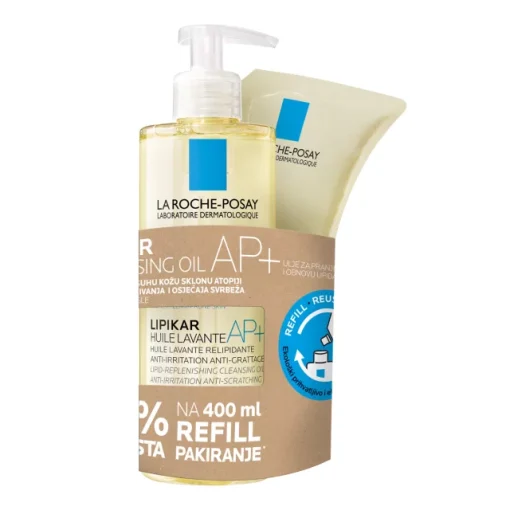 La Roche-Posay LIPIKAR HUILE LAVANTE AP+ Ulje za kupanje obogaćeno lipidima protiv nadraženosti i svrbeža, 400 ml  + REFILL PAKIRANJE, 400 ml
