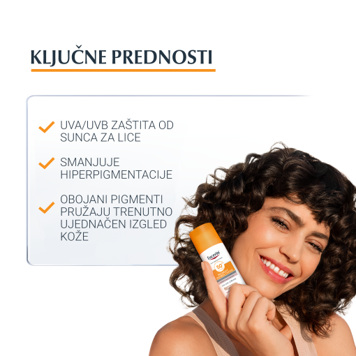 Eucerin Oil Control tinted gel-krema za zaštitu kože lica od sunca SPF 50+, srednje tamna nijansa - Slika 3