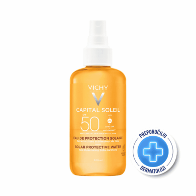 VICHY CAPITAL SOLEIL Hidratantna vodica za zaštitu od sunca s betakarotenom za lice i tijelo SPF50
