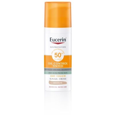 Eucerin Oil Control tinted gel-krema za zaštitu kože lica od sunca SPF 50+, srednje tamna nijansa