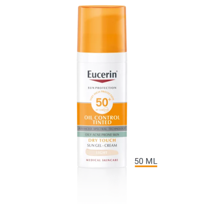 Eucerin Oil Control tinted gel-krema za zaštitu kože lica od sunca SPF 50+, svijetla nijansa